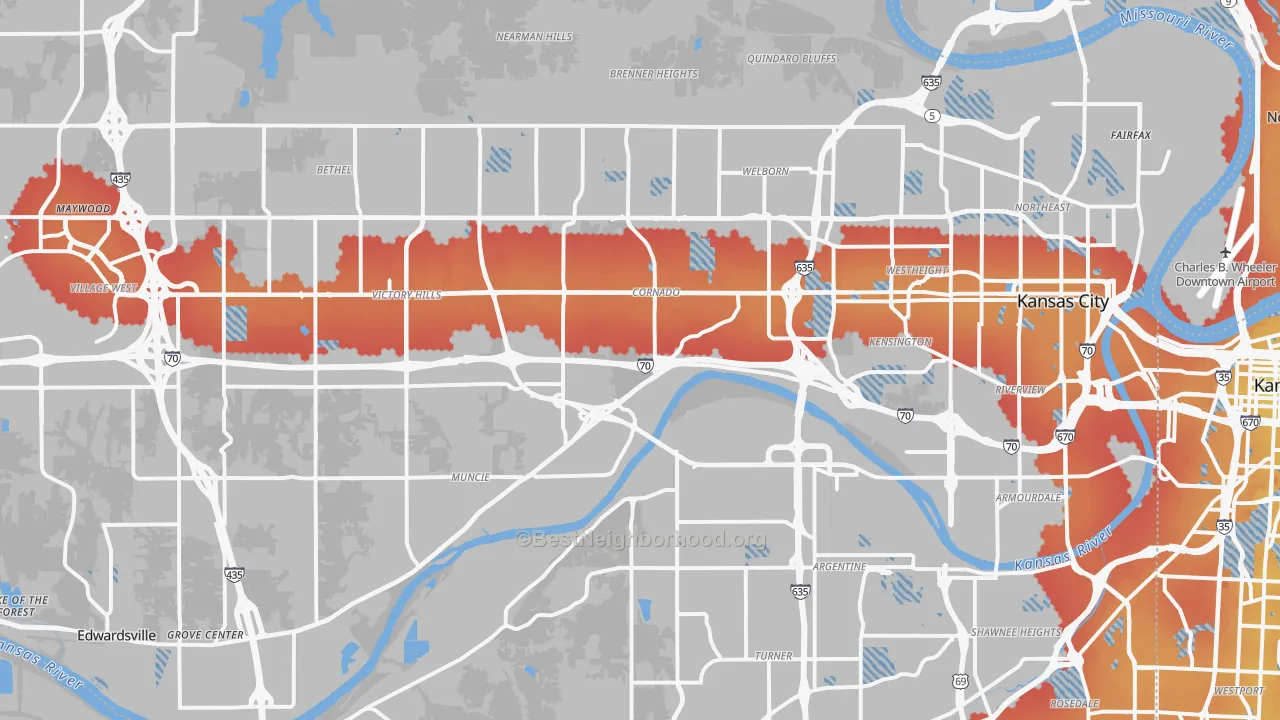 Transit Grade map of Wyandotte County, KS