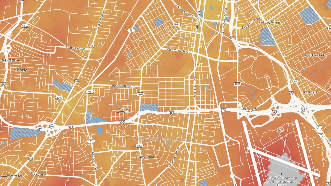Transit Grade map of Wyandotte, Louisville, KY