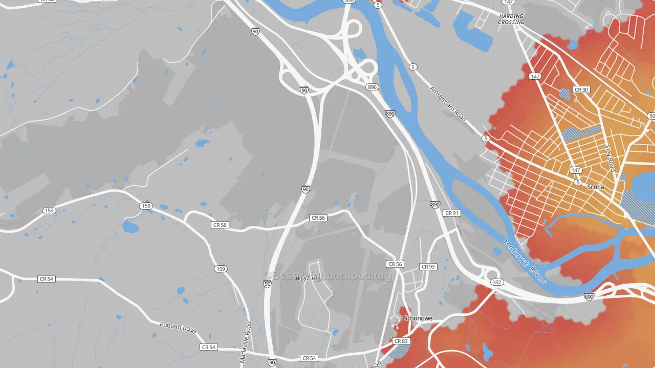 Transit Grade map of Wyatts, NY