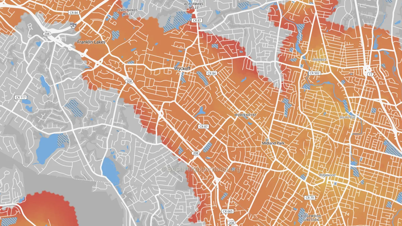 Transit Grade map of Wyckoff, NJ