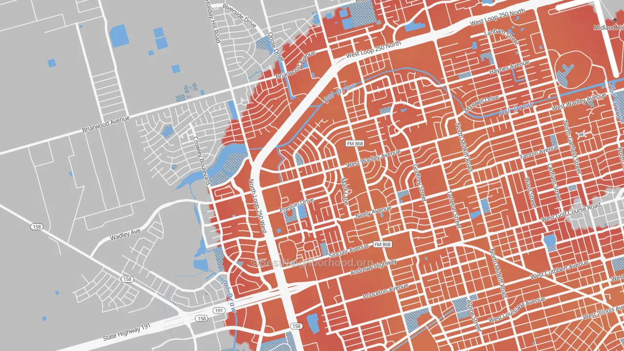 Transit Grade map of Wydewood Estates, Midland, TX