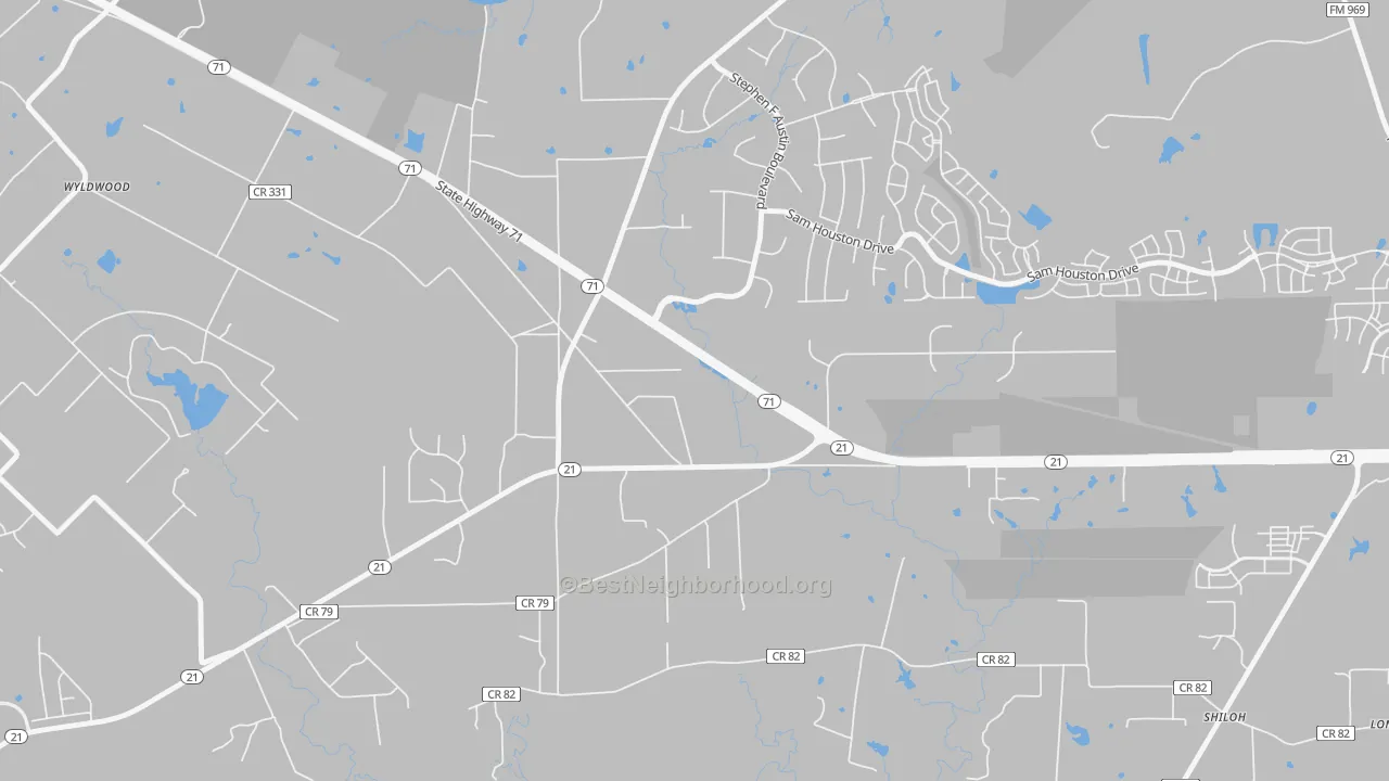 Transit Grade map of Wyldwood, TX