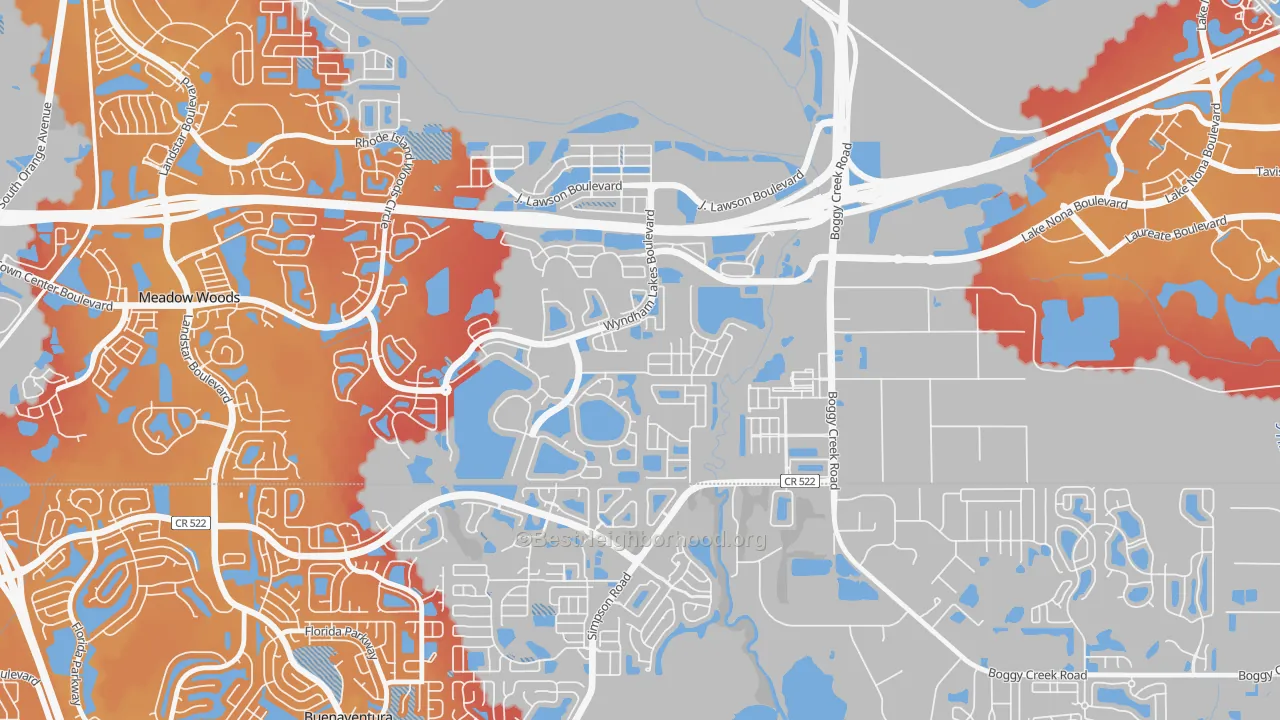 Transit Grade map of Wyndham Lakes Estates, Meadow Woods, FL