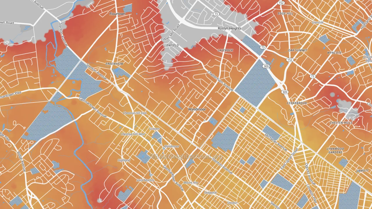 Transit Grade map of Wyndmoor, Glenside, PA