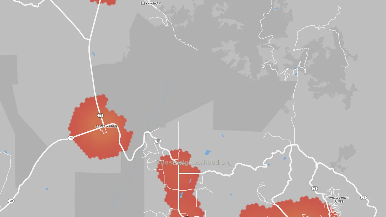 Transit Grade map of Wynola, CA