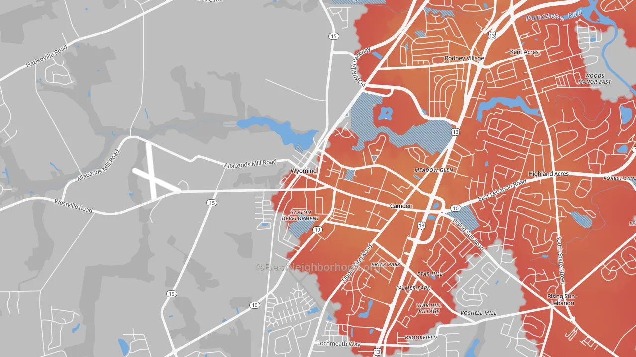 Transit Grade map of Wyoming, DE