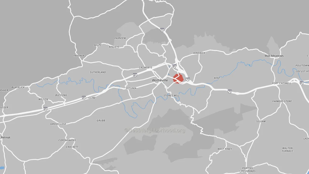 Transit Grade map of Wytheville, VA