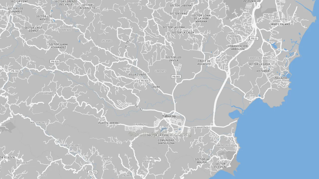 Transit Grade map of Yabucoa Municipio, PR