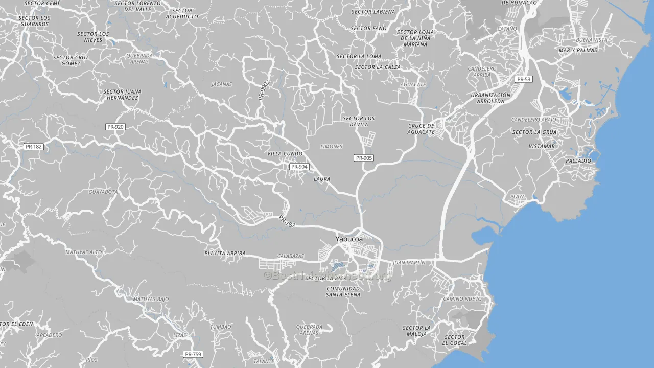Transit Grade map of Yabucoa, PR