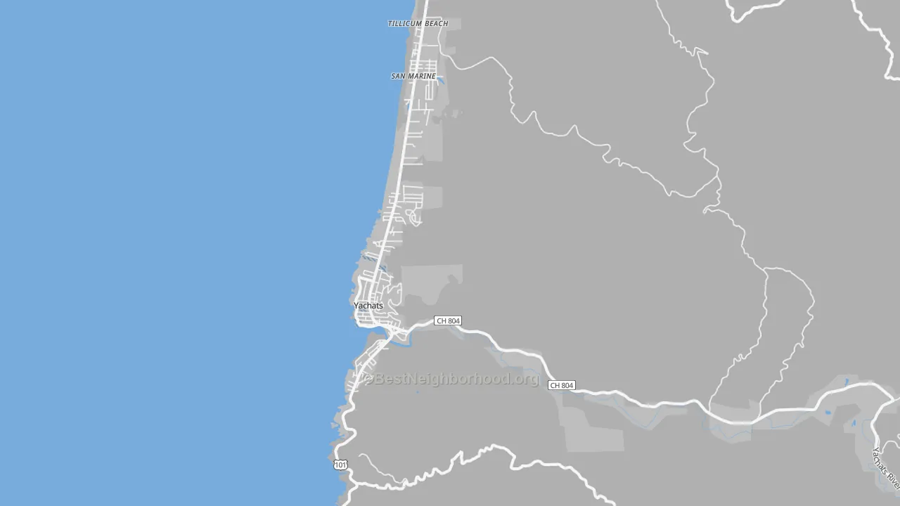 Transit Grade map of Yachats, OR