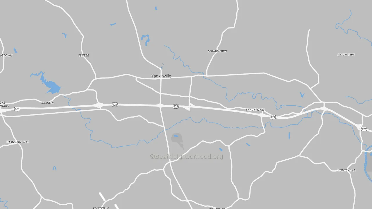 Transit Grade map of Yadkinville, NC