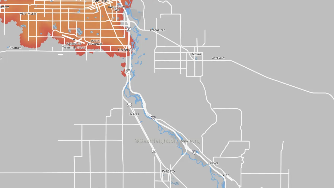 Transit Grade map of Yakima County, WA