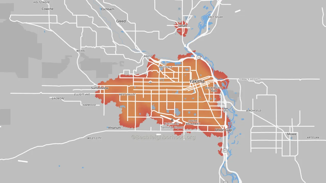 Transit Grade map of Yakima, WA