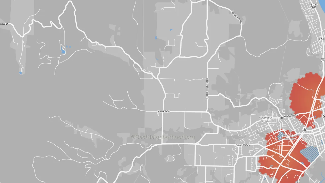 Transit Grade map of Yankton, OR