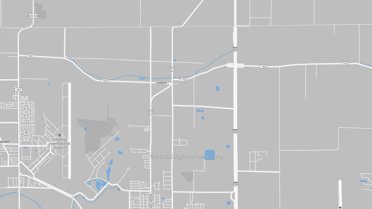 Transit Grade map of Yarbro, AR
