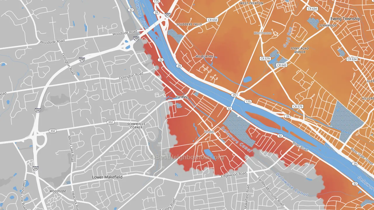 Transit Grade map of Yardley, PA