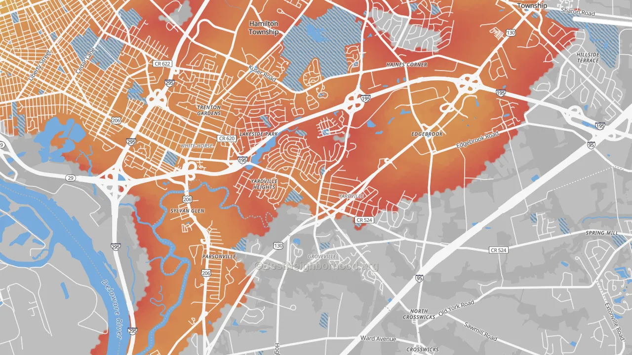 Transit Grade map of Yardville, NJ