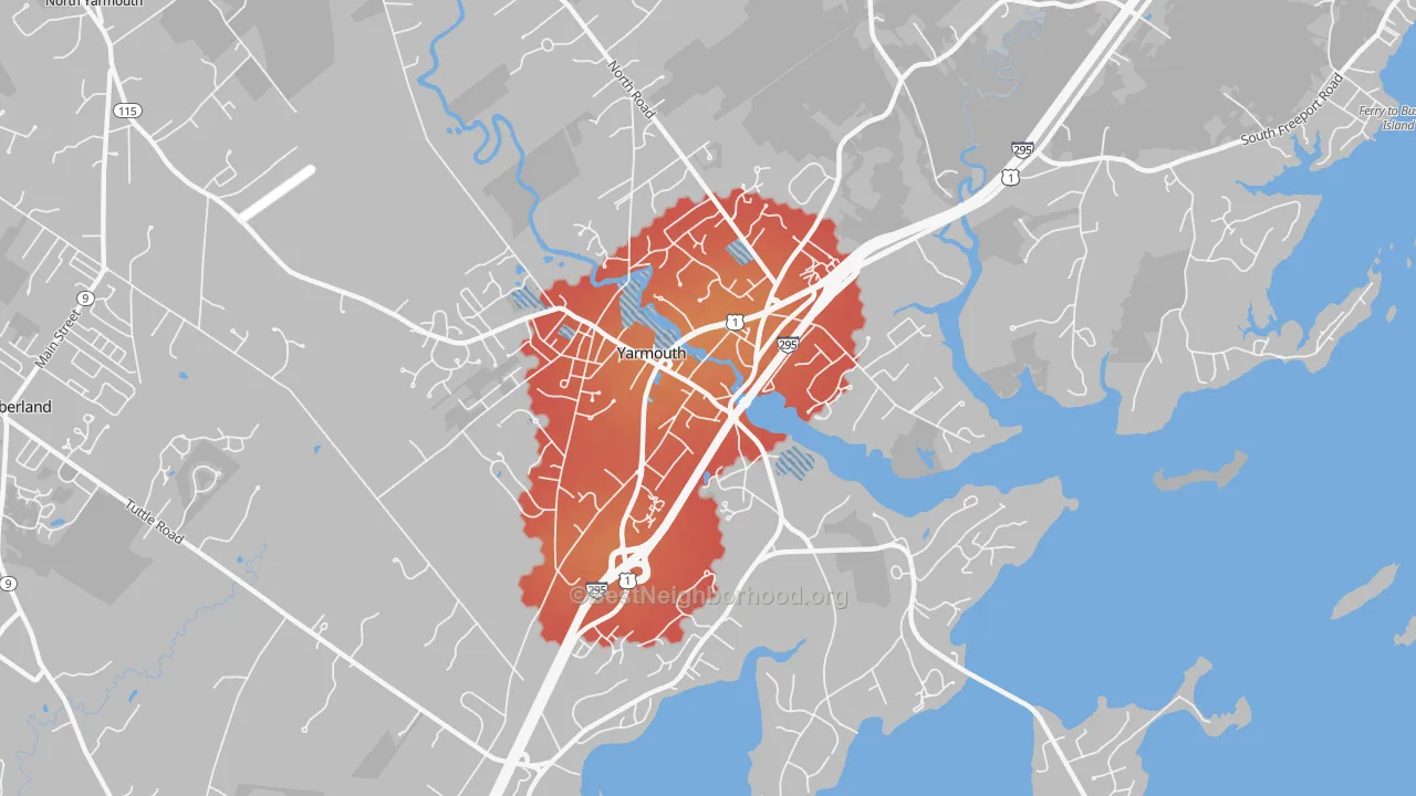 Transit Grade map of Yarmouth, ME