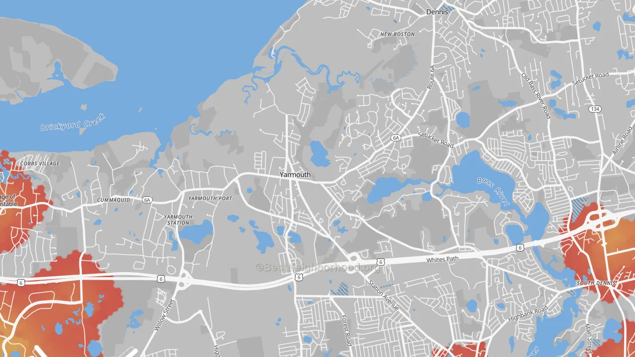 Transit Grade map of Yarmouth Port, MA