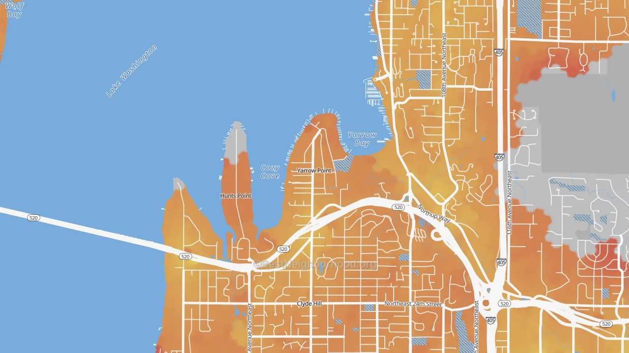 Transit Grade map of Yarrow Point, WA