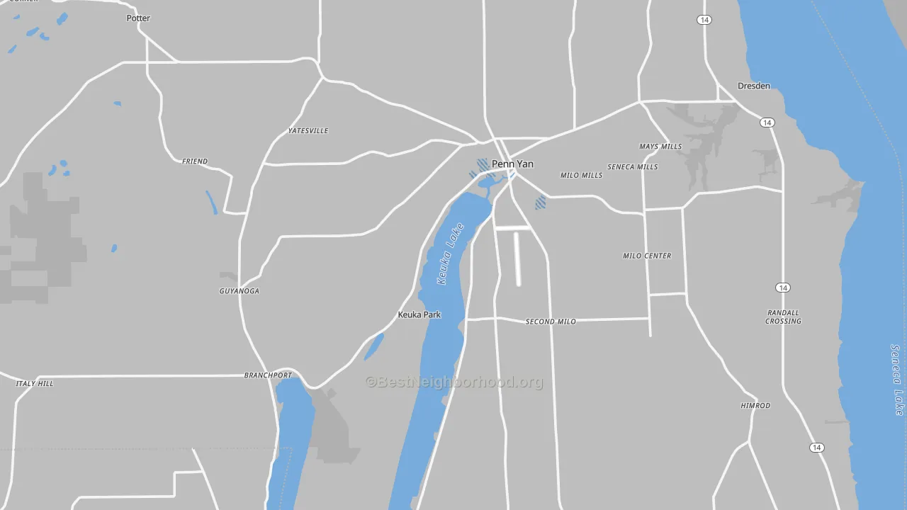 Transit Grade map of Yates County, NY