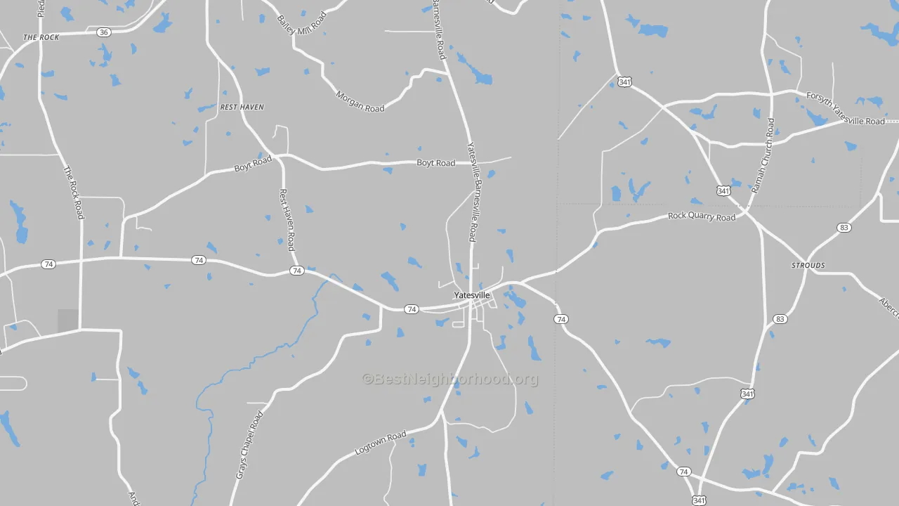 Transit Grade map of Yatesville, GA