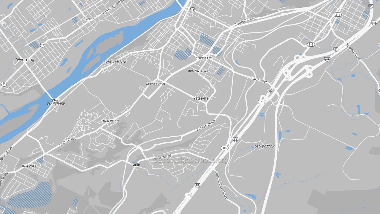 Transit Grade map of Yatesville, PA