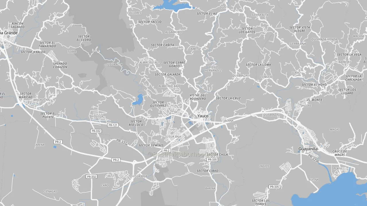 Transit Grade map of Yauco Municipio, PR