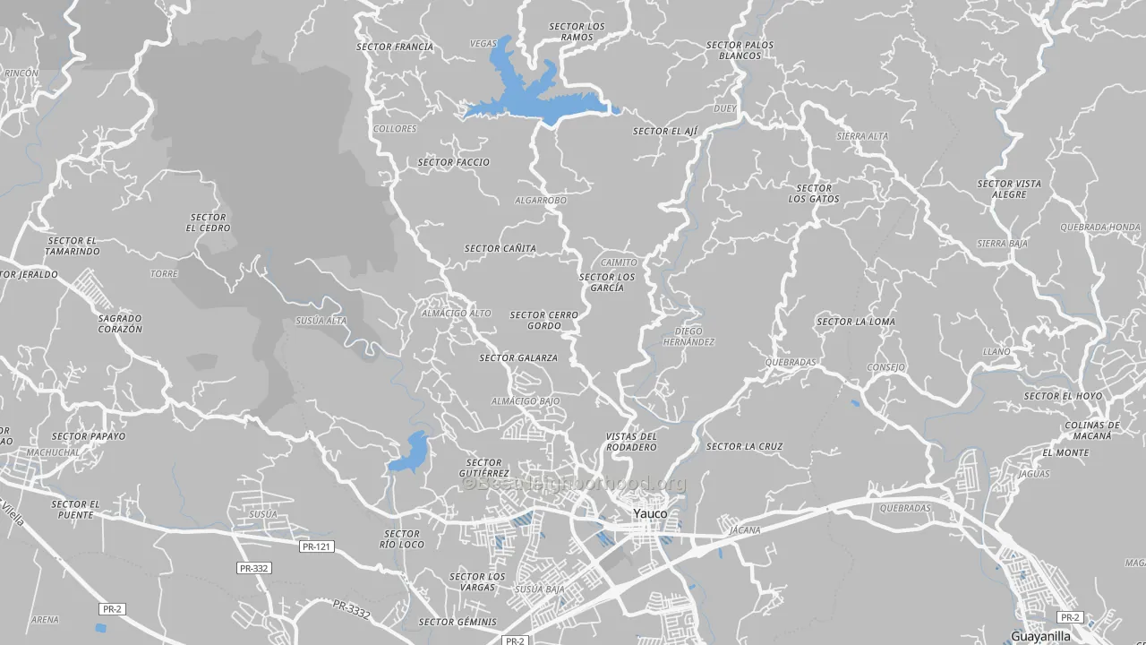 Transit Grade map of Yauco, PR