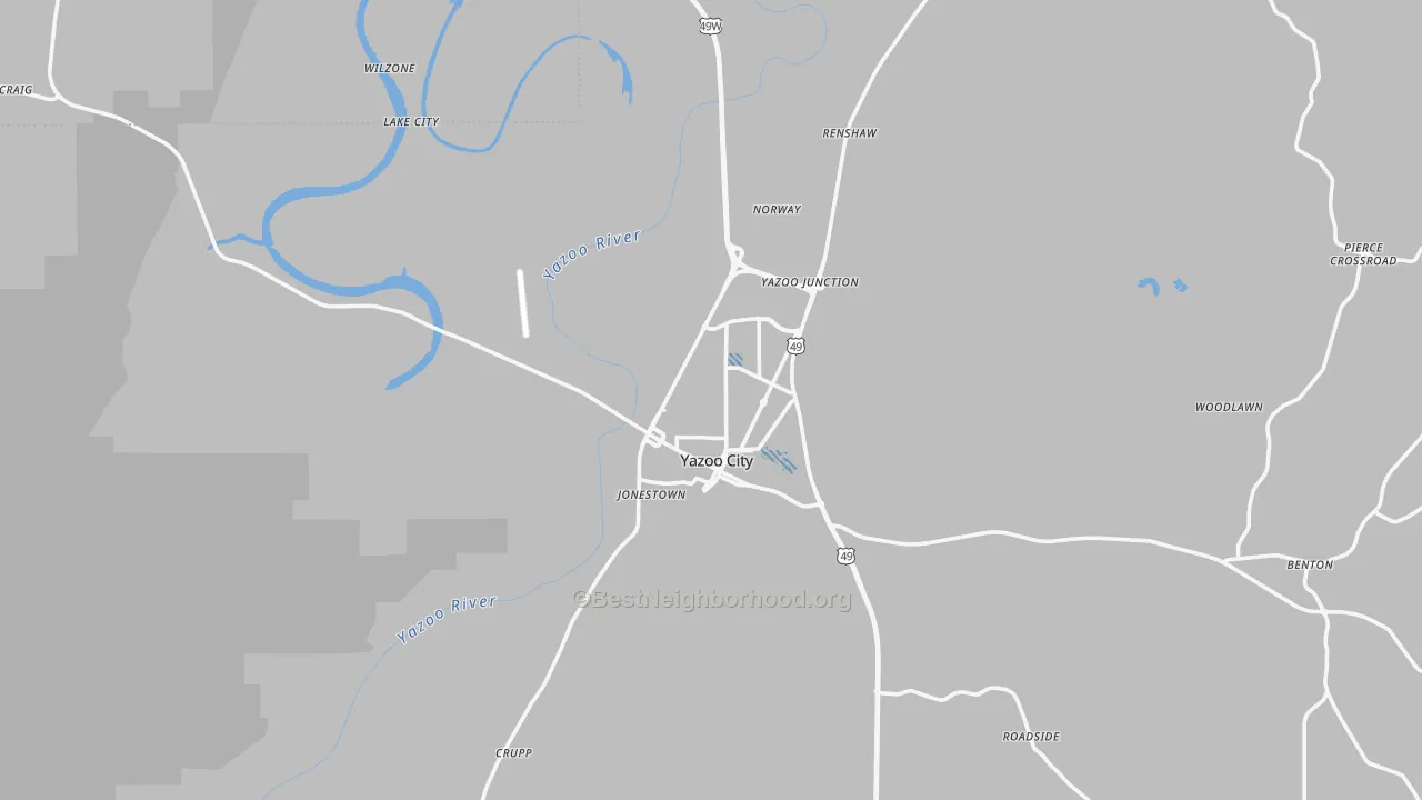 Transit Grade map of Yazoo City, MS