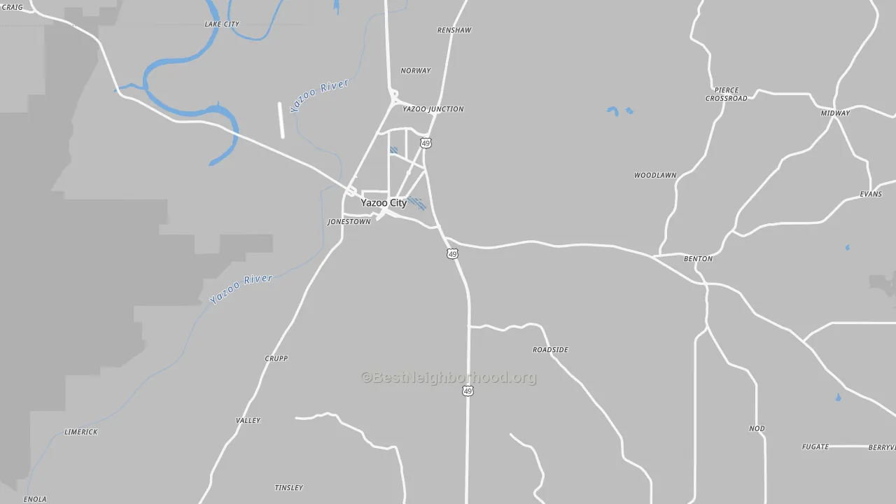Transit Grade map of Yazoo County, MS