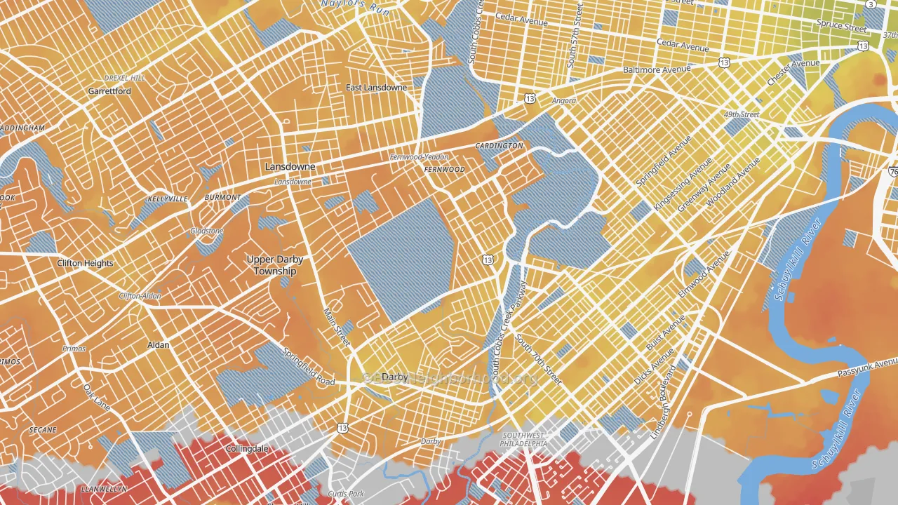 Transit Grade map of Yeadon, PA