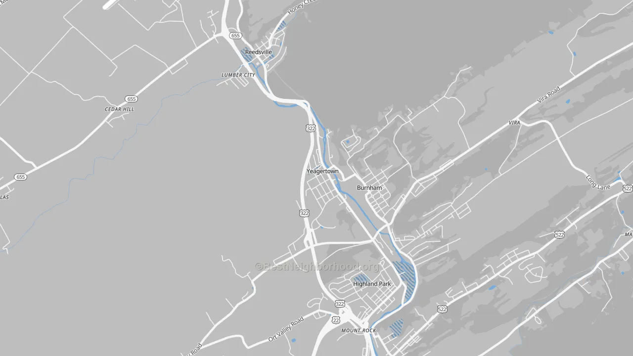Transit Grade map of Yeagertown, PA