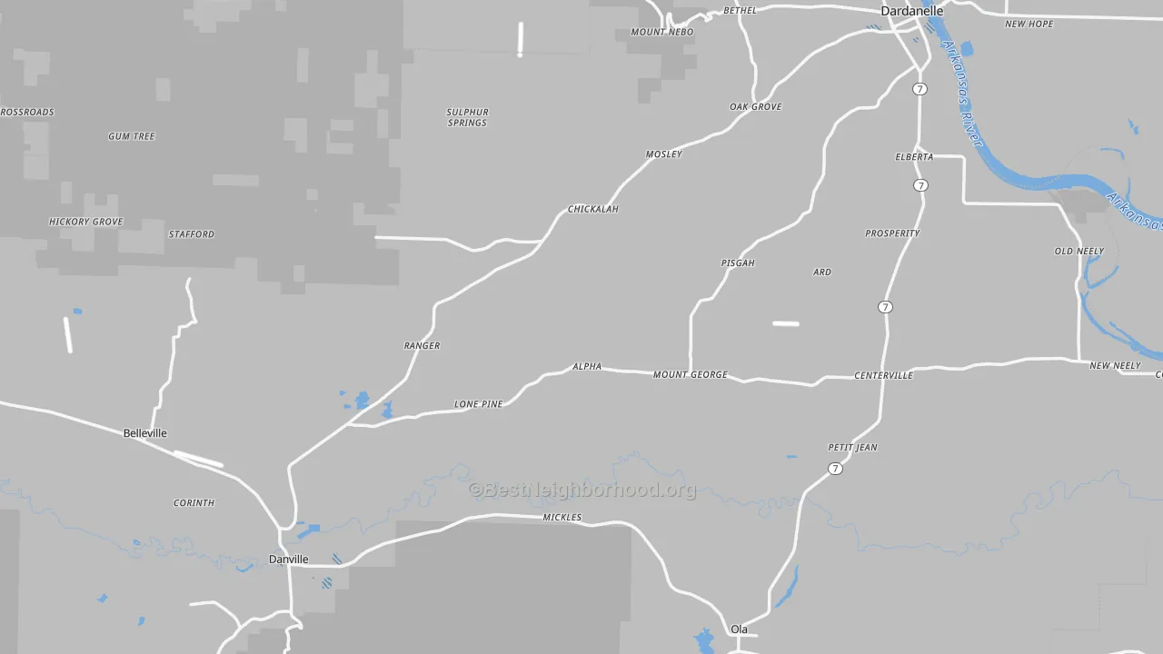 Transit Grade map of Yell County, AR