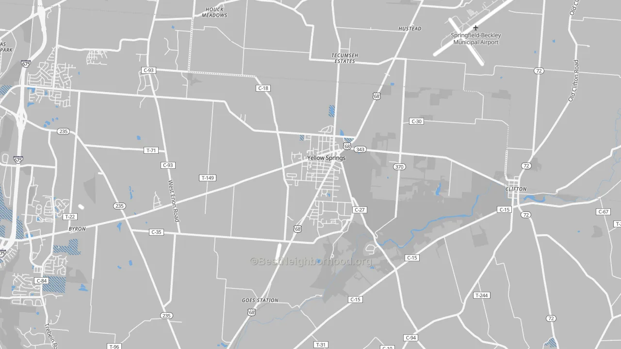 Transit Grade map of Yellow Springs, OH