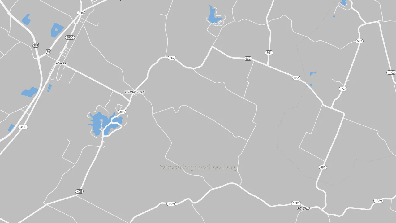 Transit Grade map of Yelvington, KY