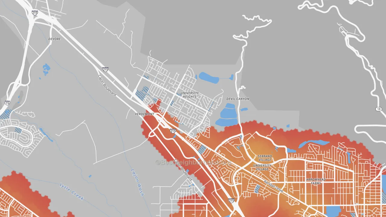 Transit Grade map of Yerdemont, San Bernardino, CA