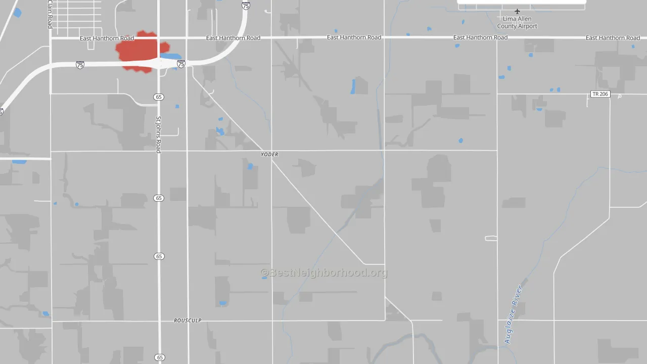 Transit Grade map of Yoder, OH