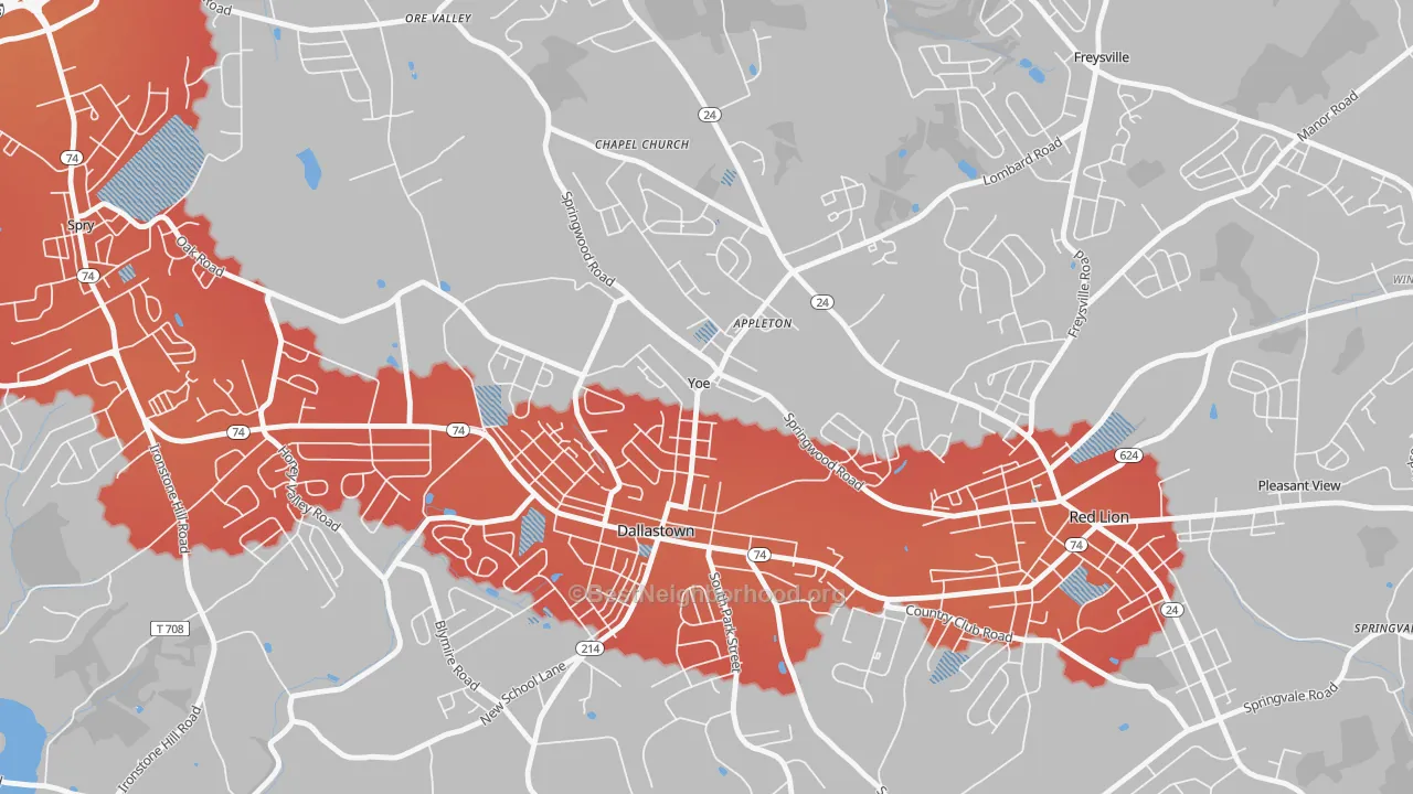Transit Grade map of Yoe, PA
