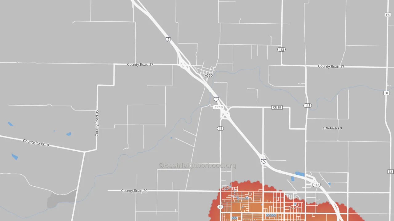 Transit Grade map of Yolo, CA