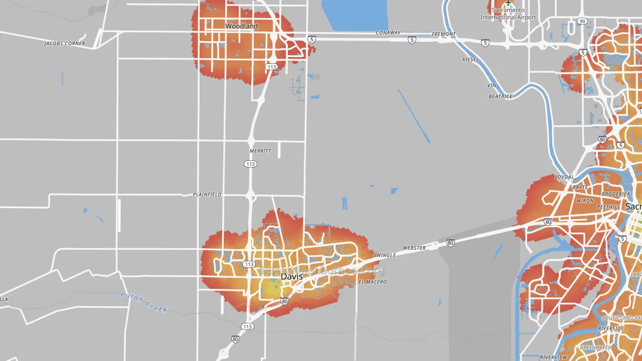 Transit Grade map of Yolo County, CA