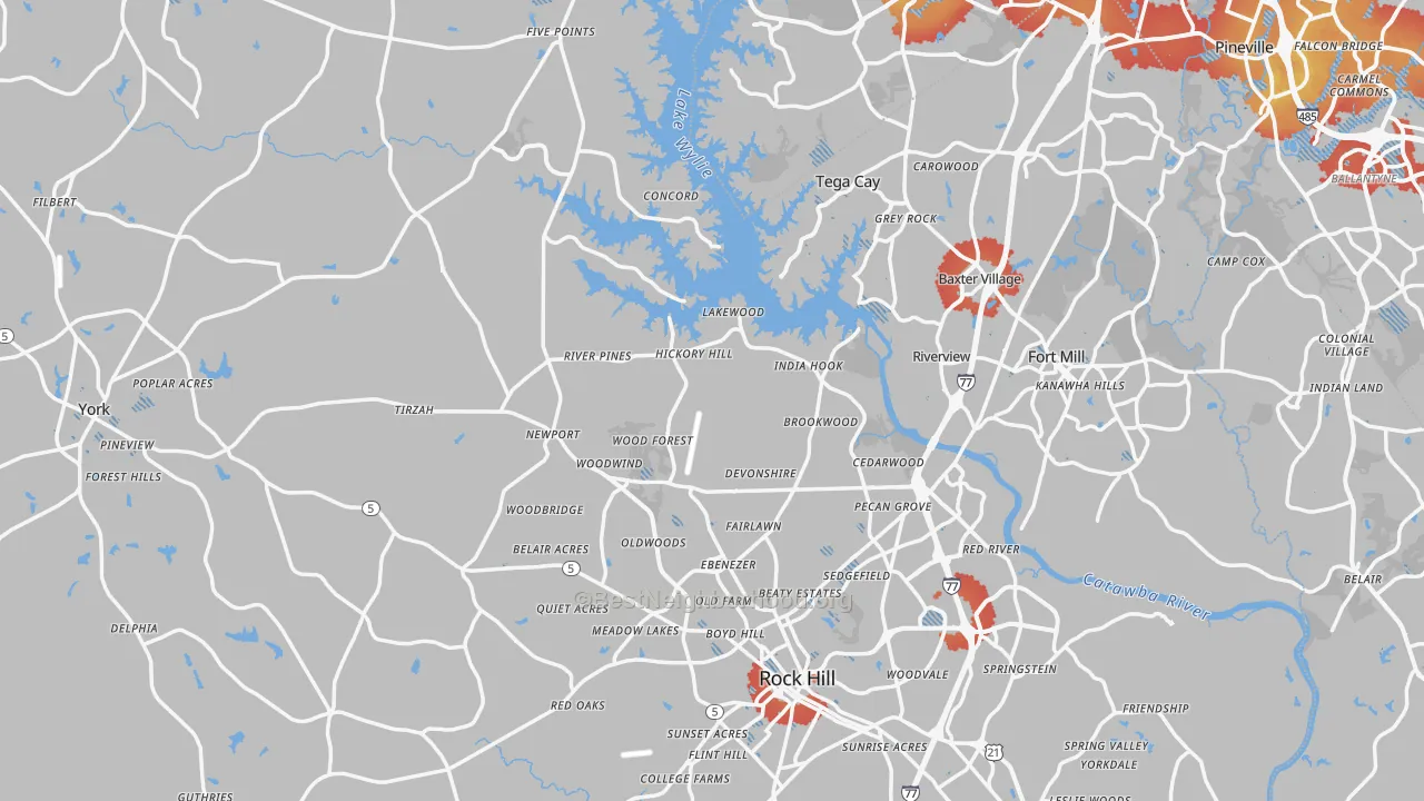 Transit Grade map of York County, SC