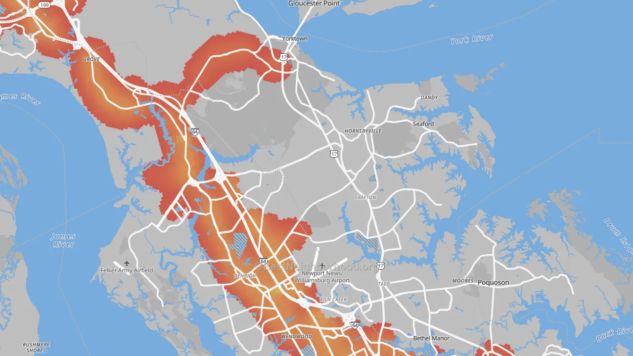 Transit Grade map of York County, VA