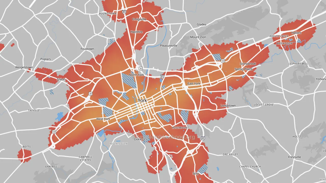 Transit Grade map of York, PA