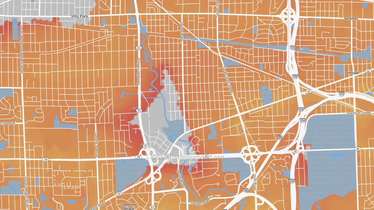 Transit Grade map of Yorkfield, Elmhurst, IL