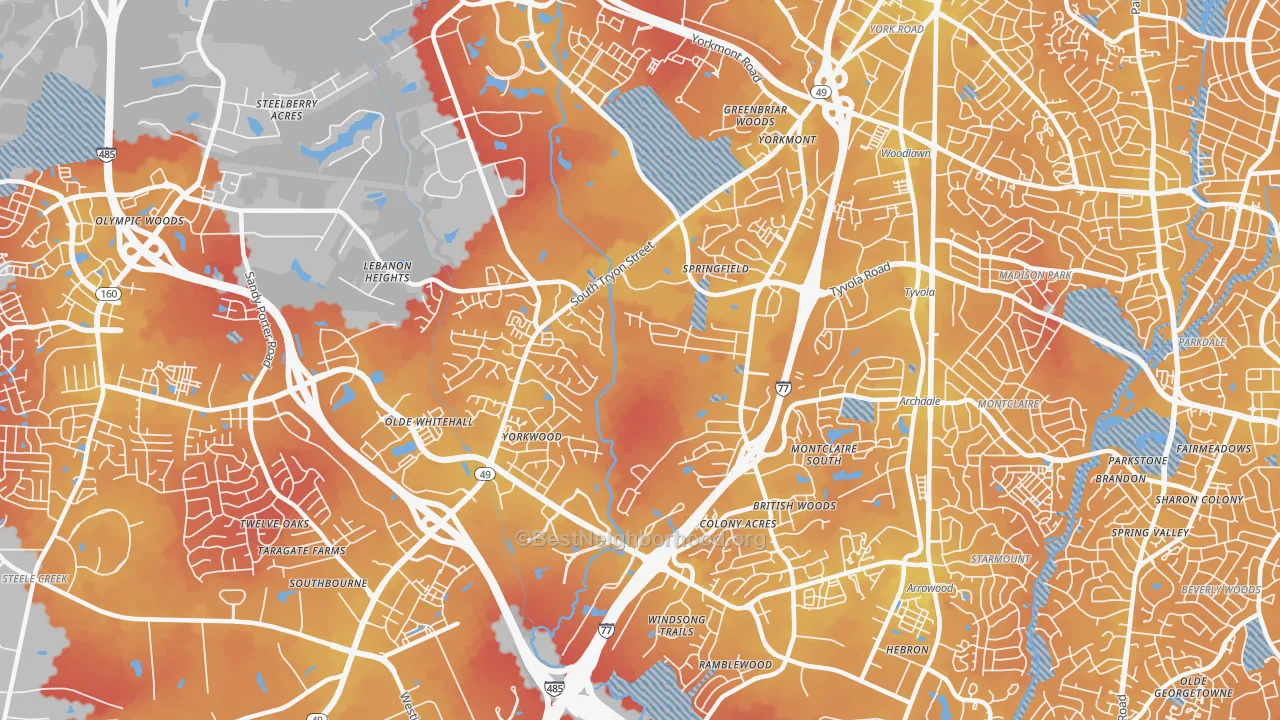 Transit Grade map of Yorkmount, Charlotte, NC
