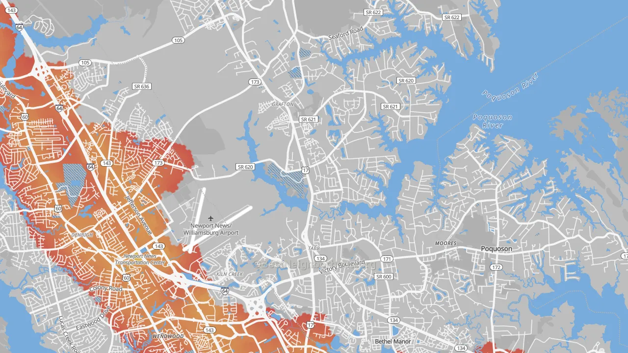 Transit Grade map of Yorktown, VA
