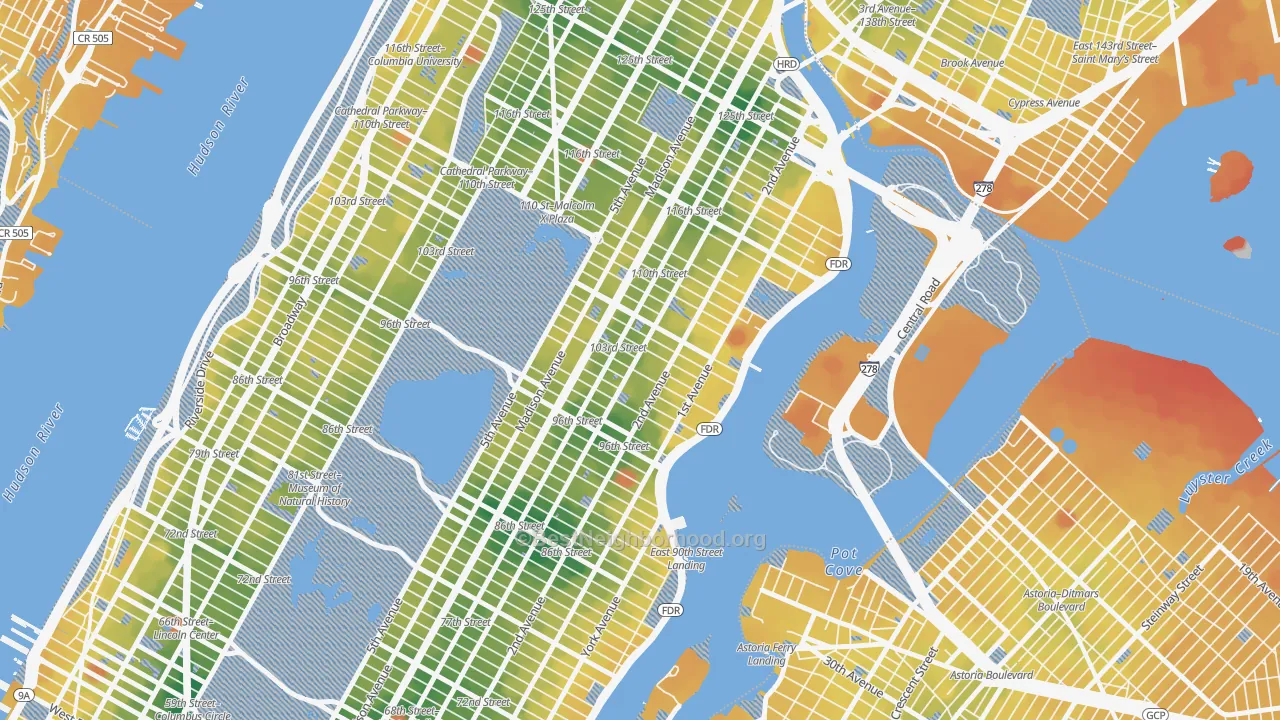 Transit Grade map of Yorkville, Manhattan, NY