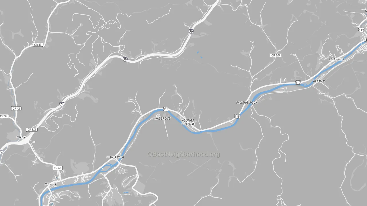 Transit Grade map of Youngs Bottom, WV