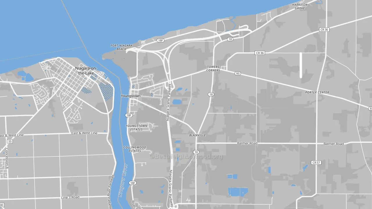 Transit Grade map of Youngstown, NY